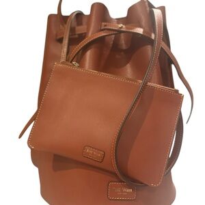 New- Jeff Wan Women's Brown Leather bucket Bag Set🌹👛👜